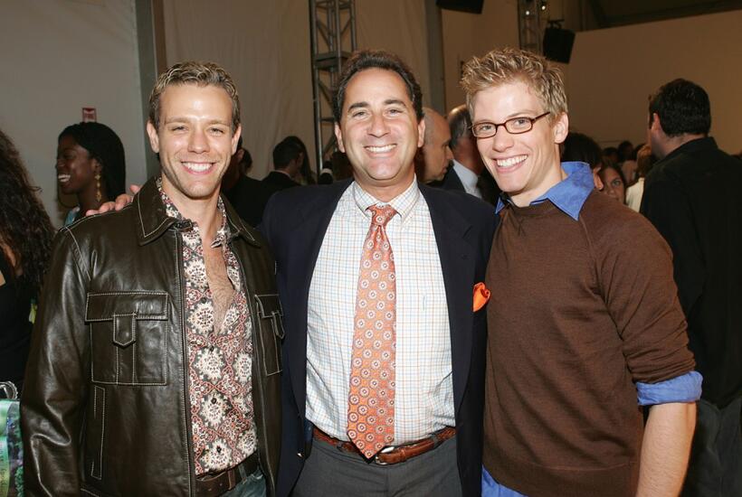 Adam Pascal, Paul Rosengard and Barret Foa at the Perry Ellis Spring 2006 fashion show during the Olympus Fashion Week.