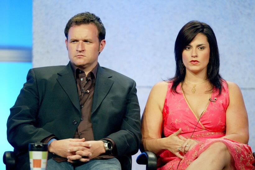 Ryan C. Benson and Kelly Minner at the panel discussion of "The Biggest Loser" during the NBC 2005 Television Critics Association Summer Press Tour.