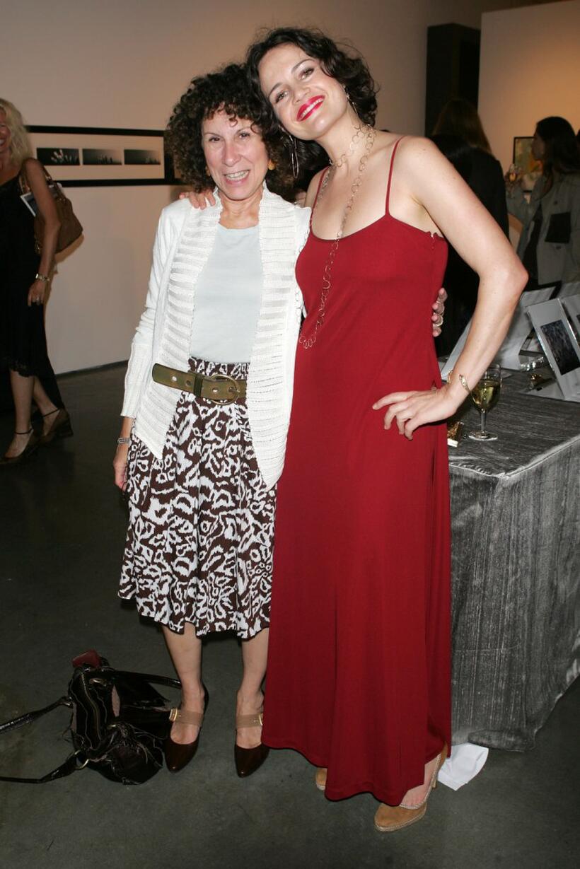 Rhea Perlman and Carla Gugino at the Lucy Liu's art exhibit and auction.