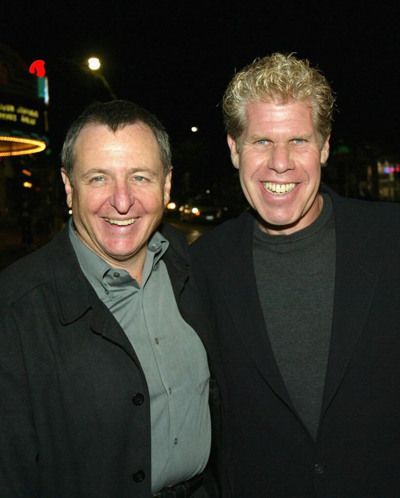 Tom Sherak and Ron Perlman at the premiere of "Hellboy."
