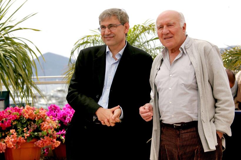 Michel Piccoli and Literature writer Orhan Pamuk at the Films Jury photocall of 60th International Cannes Film Festival.