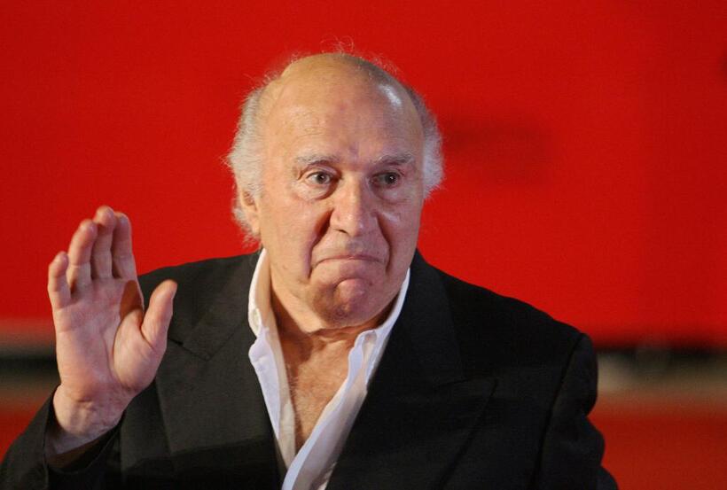 Michel Piccoli and Director Otar Iosselianiat at the Rome Film Festival screening of "Jardins en Automne".