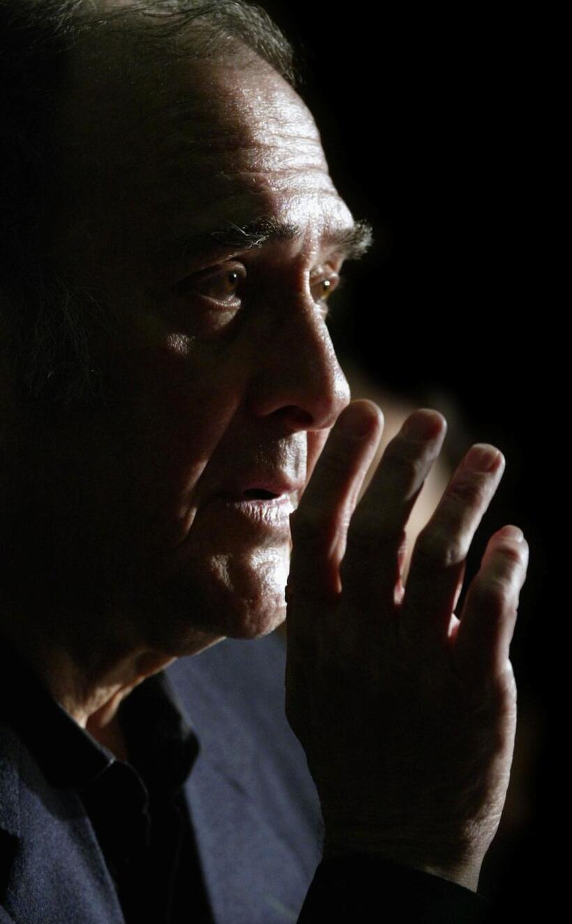 Harold Pinter at a Stop The War Coalition rally at the Friends Meeting House.