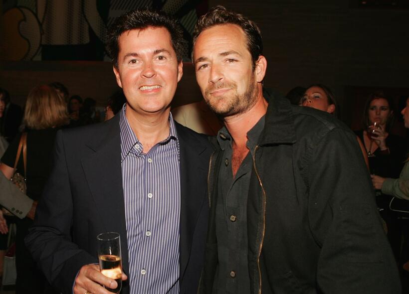 Simon Fuller and actor Luke Perry at the "The David Beckham Academy" launch party.