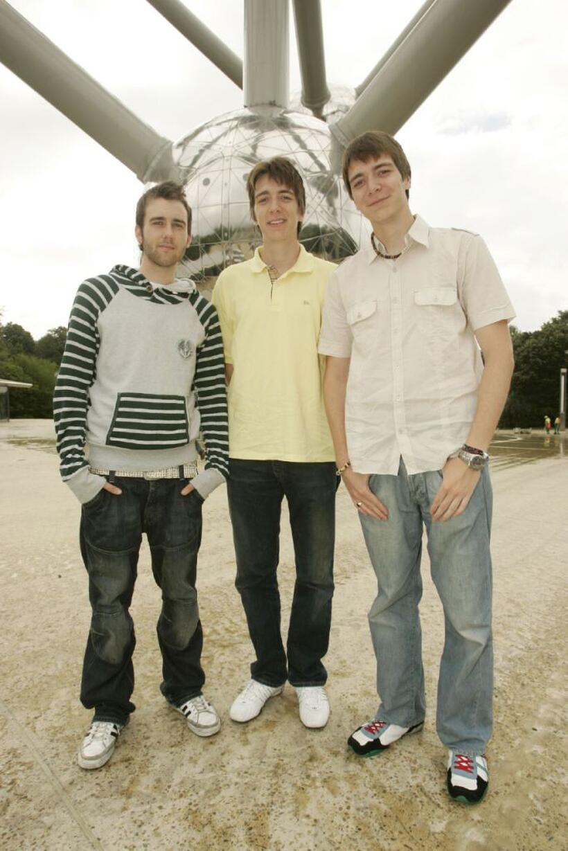 Matthew Lewis, Oliver Phelps and James Phelps at the Brussels Atomium.