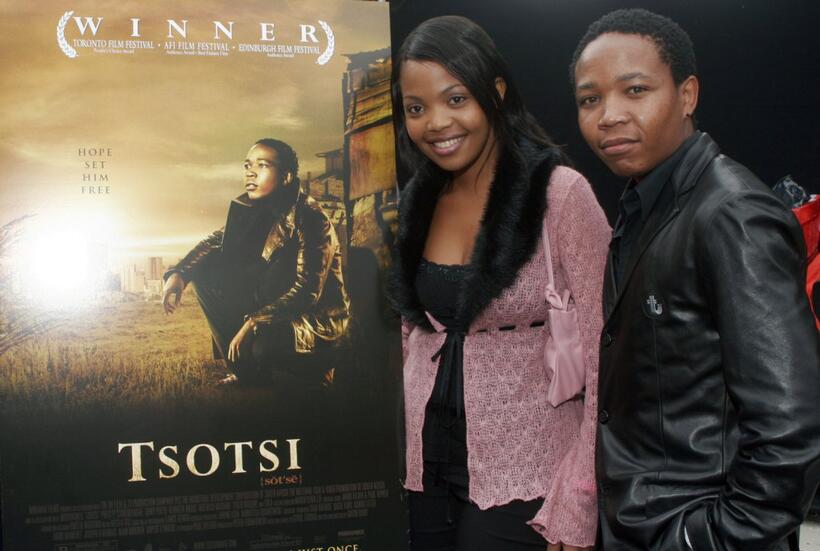 Terry Pheto and Presley Chweneyagae at the AMPAS reception for the Foreign Language Film Award Nominees.