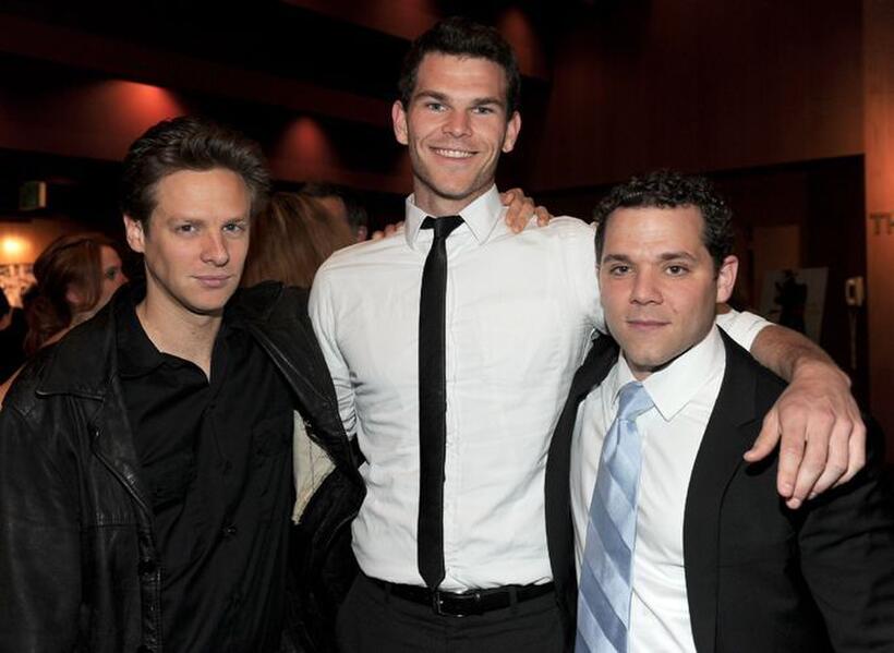 Jacob Pitts, Josh Helman and Joshua Biton at the California premiere of "Justified."