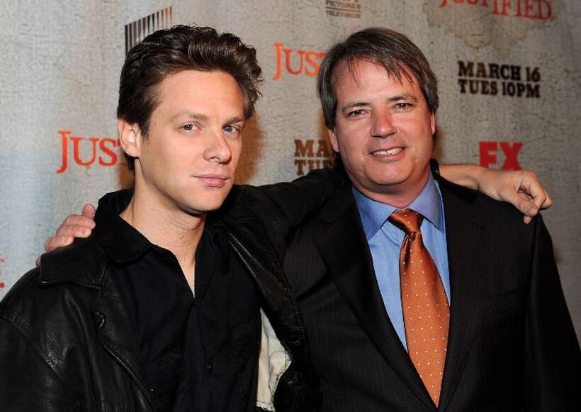 Jacob Pitts and creator/producer Graham Yost at the California premiere of "Justified."