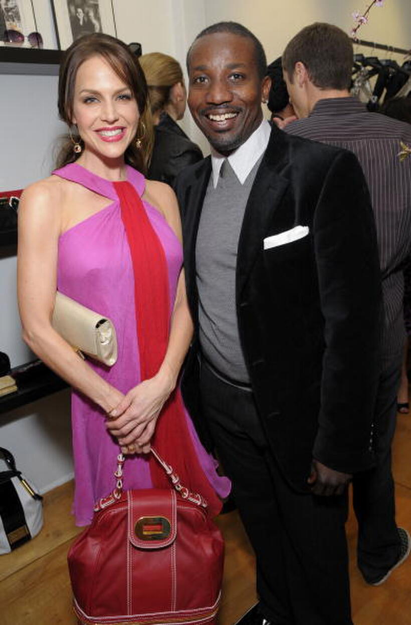 Julie Benz and Tod Hallman at the opening of the new Badgley Mischka boutique.