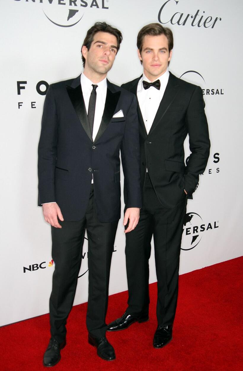 Zachary Quinto and Chris Pine at the NBC, Universal Pictures and Focus Features' official after party of 66th Annual Golden Globe Awards.