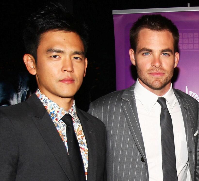 John Cho and Chris Pine at the premiere of "Star Trek."