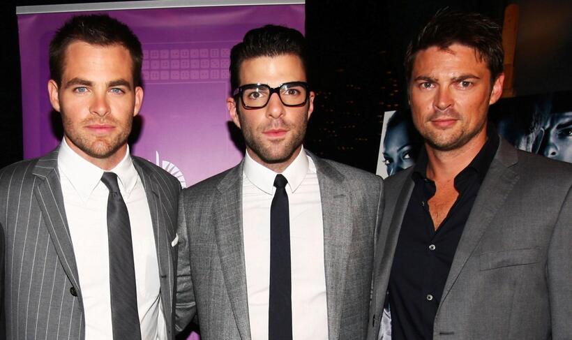 Chris Pine, Zachary Quinto and Karl Urban at the premiere of "Star Trek."