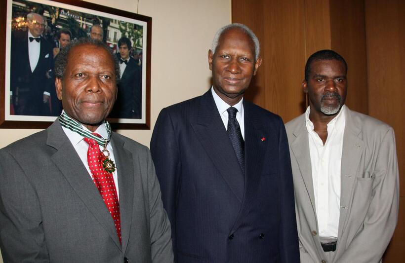 Sidney Poitier, Abdou Diouf and Jacques Martial at the 59th edition of the International Cannes Film Festival.