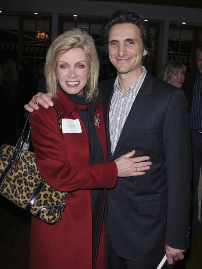 Lawrence Bender and Donna Mills at the Gary Hart's lecture and book signing for "The Shield and the Cloak."