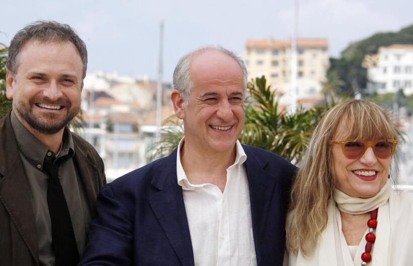 Massimo Popolizio,Toni Servillo and Piera Degli Esposti at the photocall of "Il Divo" during the 61st International Cannes Film Festival.