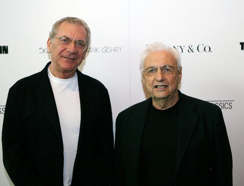 Sydney Pollack and Frank Gehry at the Los Angeles premiere of "Sketches of Frank Gehry."