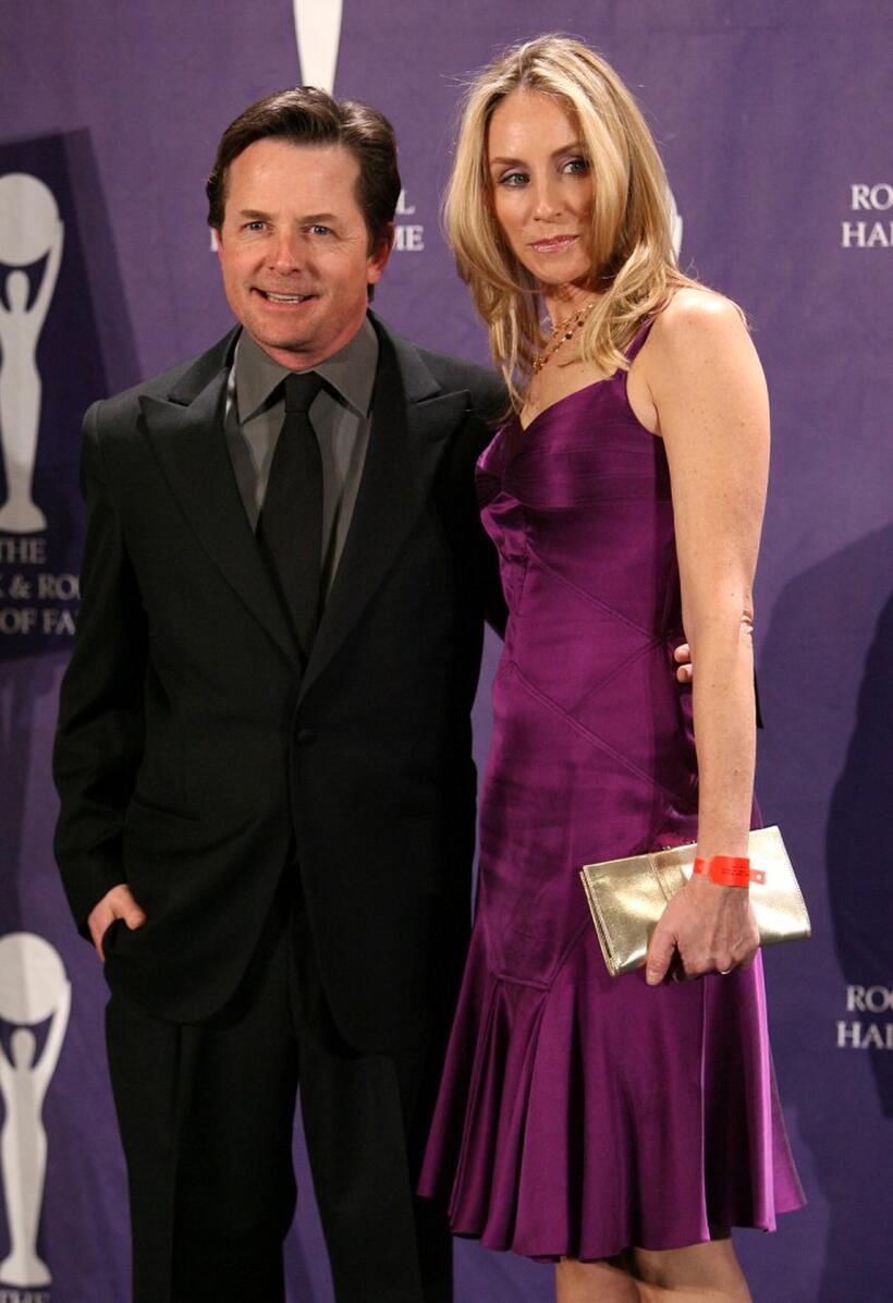 Michael J. Fox and his wife Tracy Pollan at the 2008 Rock & Roll Hall of Fame Induction ceremony.