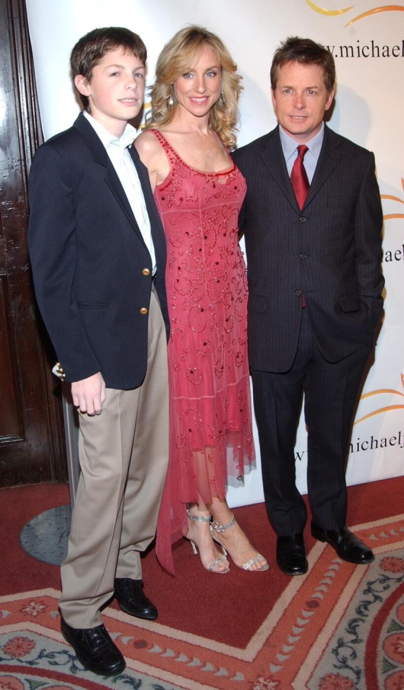 Tracy Pollan, Michael J. Fox and their son Sam at the benefit evening for the Michael J. Fox Foundation for Parkinsons Research.
