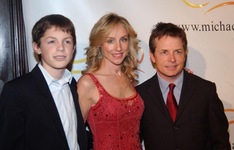 Tracy Pollan, Michael J. Fox and their son Sam at the benefit evening for the Michael J. Fox Foundation for Parkinsons Research.