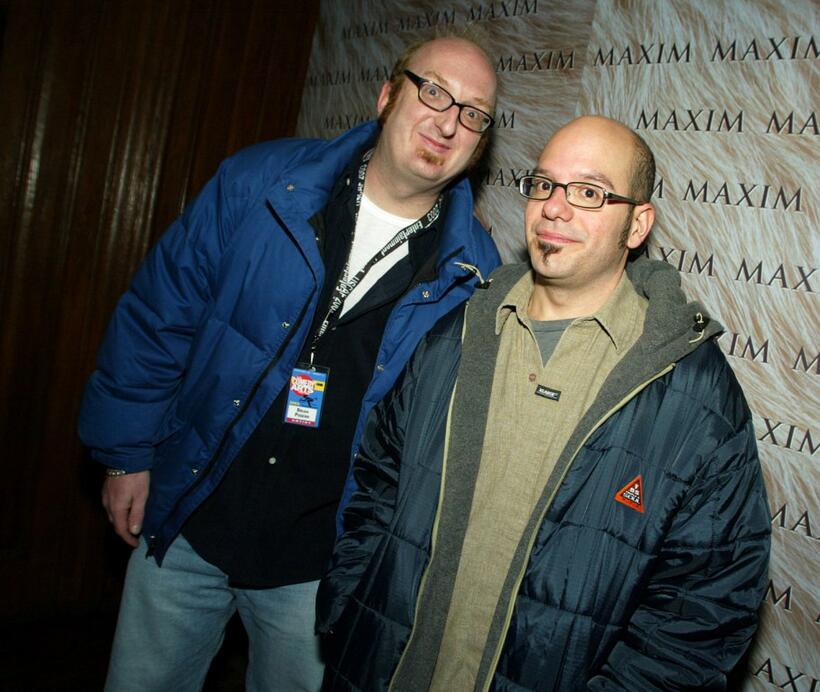 Brian Posehn and David Cross at the Maxim Magazine's "Warm and Fuzzy" party.