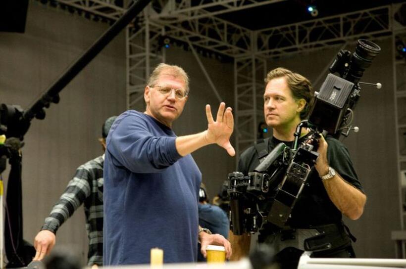 Robert Zemeckis and Robert Presley on the set of "Disney's A Christmas Carol."