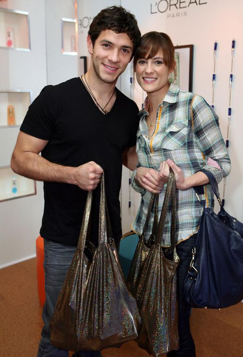 Michael Rady and Rachael Kemery at the L'Oreal Paris suite during the 67th Annual Golden Globe Awards.
