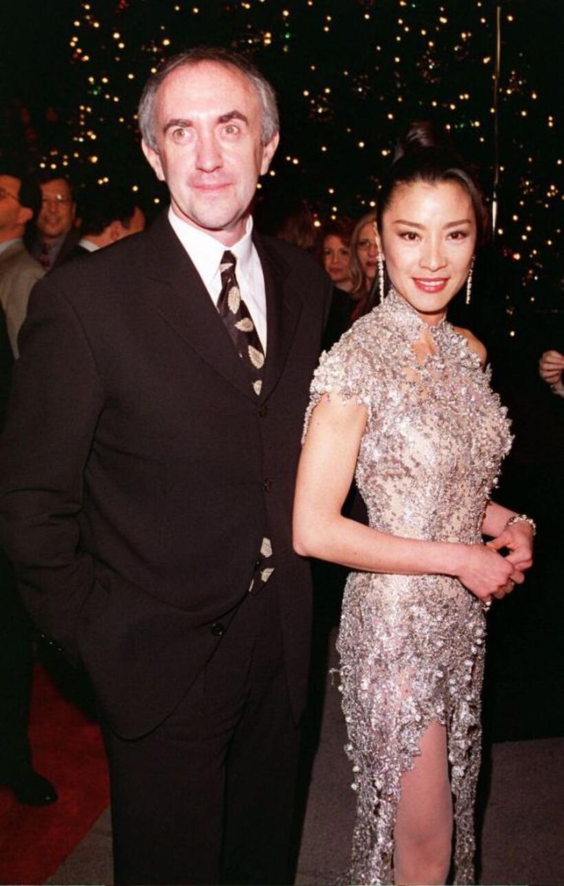 Jonathan Pryce and Michelle Yeoh at the premiere of "Tomorrow Never Dies."