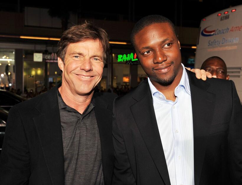 Dennis Quaid and Rob Brown at the premiere of "The Express."