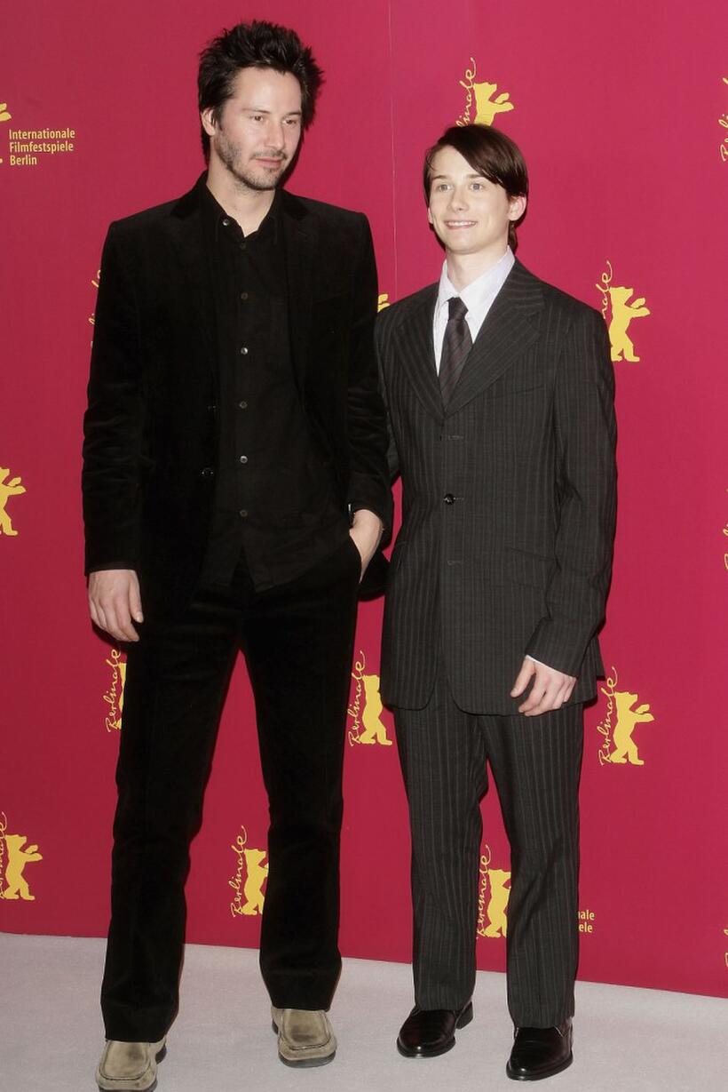 Keanu Reeves and Lou Taylor Pucci at the photocall of "Thumbsucker" during the 55th annual Berlinale International Film Festival.