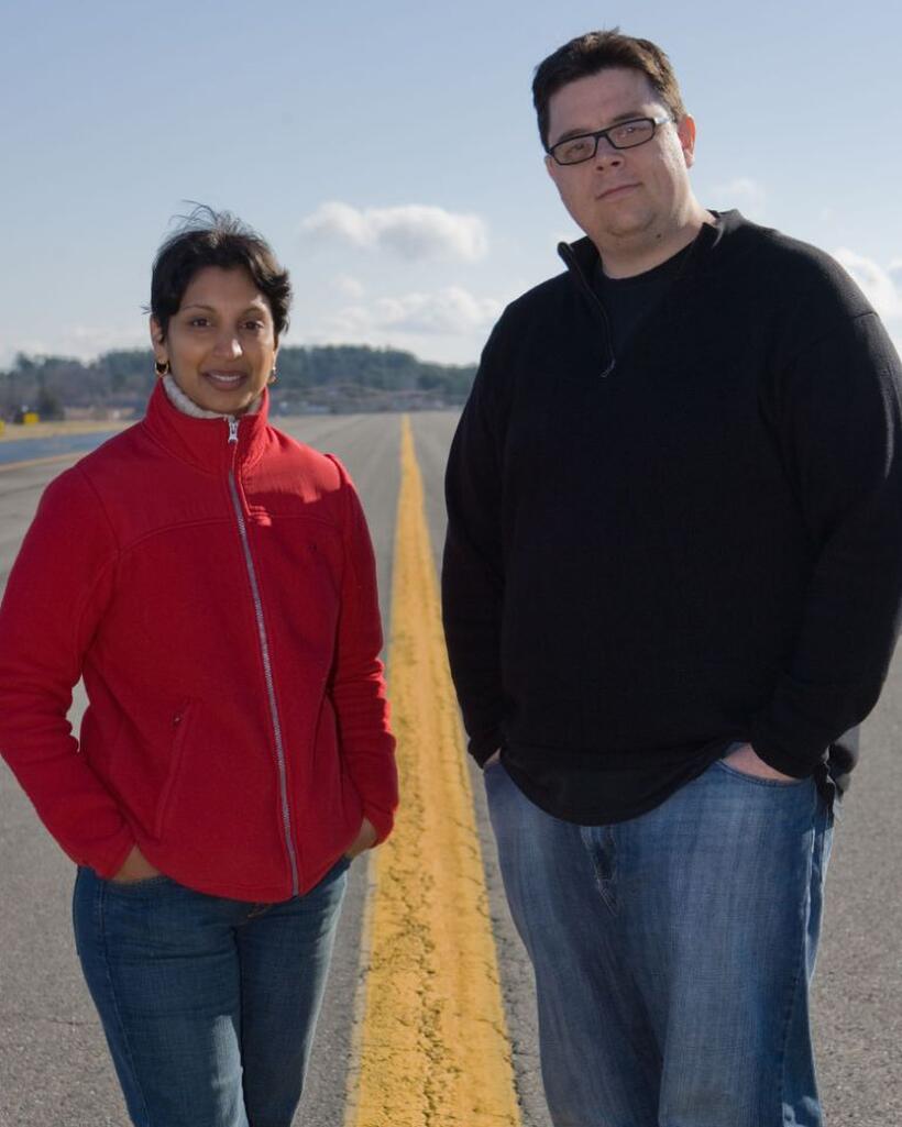 Producer Gita Pullapilly and Director Aron Gaudet on the set of "The Way We Get By."