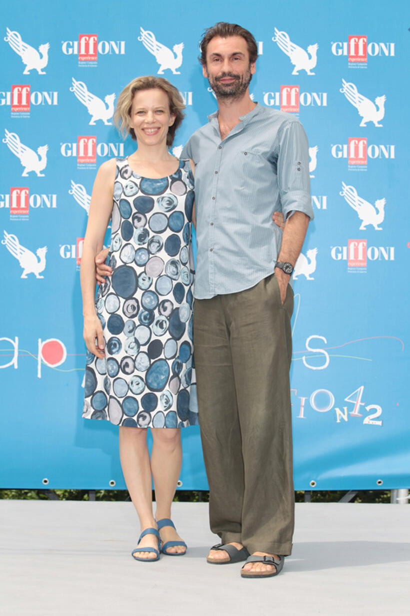 Sonia Bergamasco and Fabrizio Gifuni at the 2012 Giffoni Film Festival photocall.