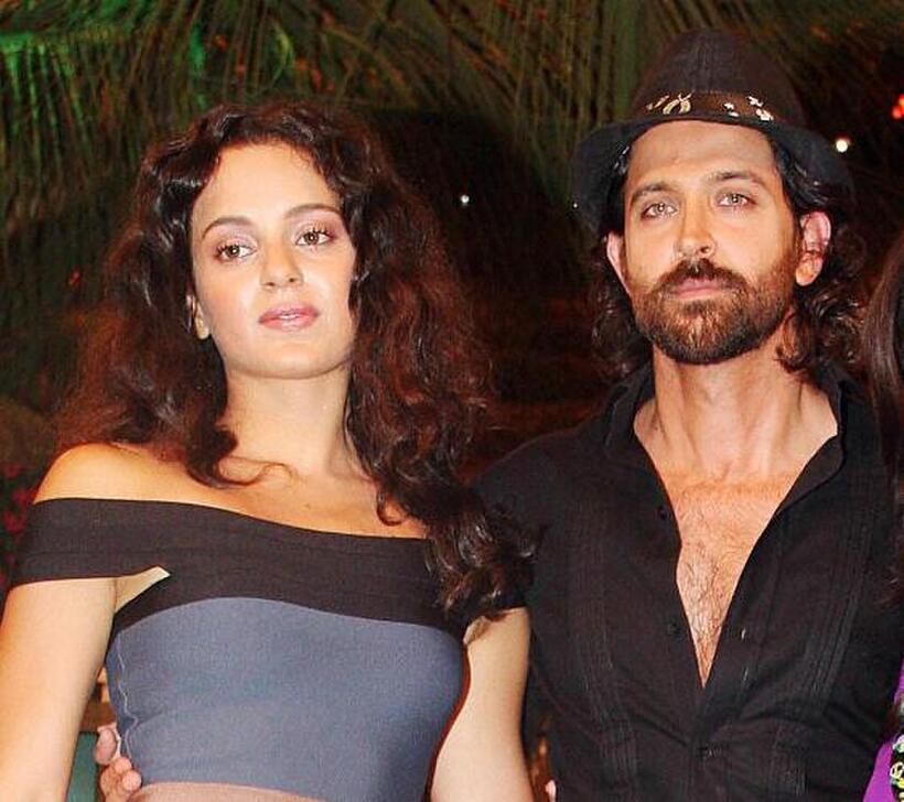 Kangana Ranaut and Hrithik Roshan at the TV show "Tere Mere Beach Main."