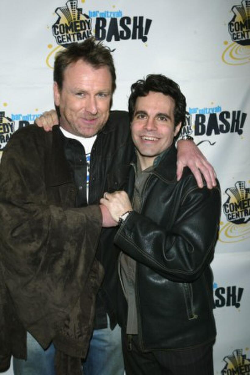 Colin Quinn and Mario Cantone at the Comedy Central Bar Mitzvah Bash.