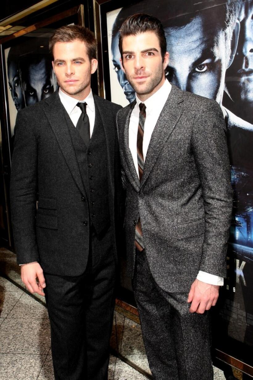 Chris Pine and Zachary Quinto at the UK premiere of "Star Trek."