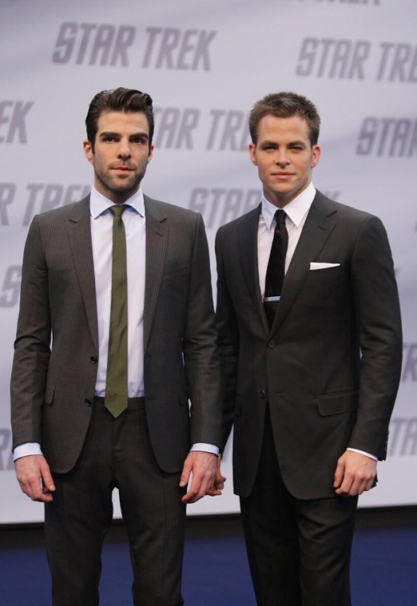 Zachary Quinto and Chris Pine at the Germany premiere of "Star Trek."