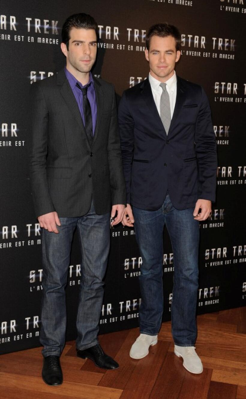 Zachary Quinto and Chris Pine at the photocall of "Star Trek."