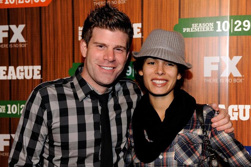 Stephen Rannazzisi and Nadine Velasquez at the premiere screening of "The League."