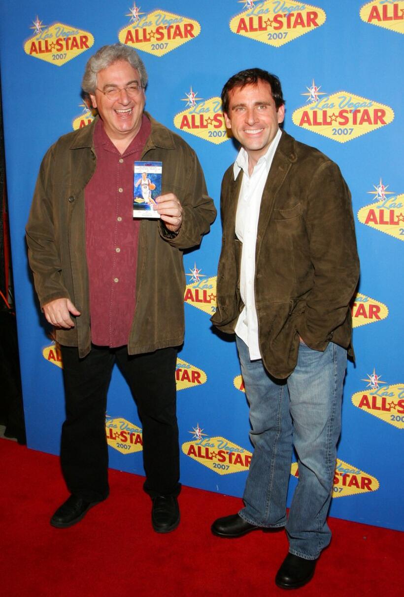 Harold Ramis and Steve Carell at the 2007 NBA All Star Game.