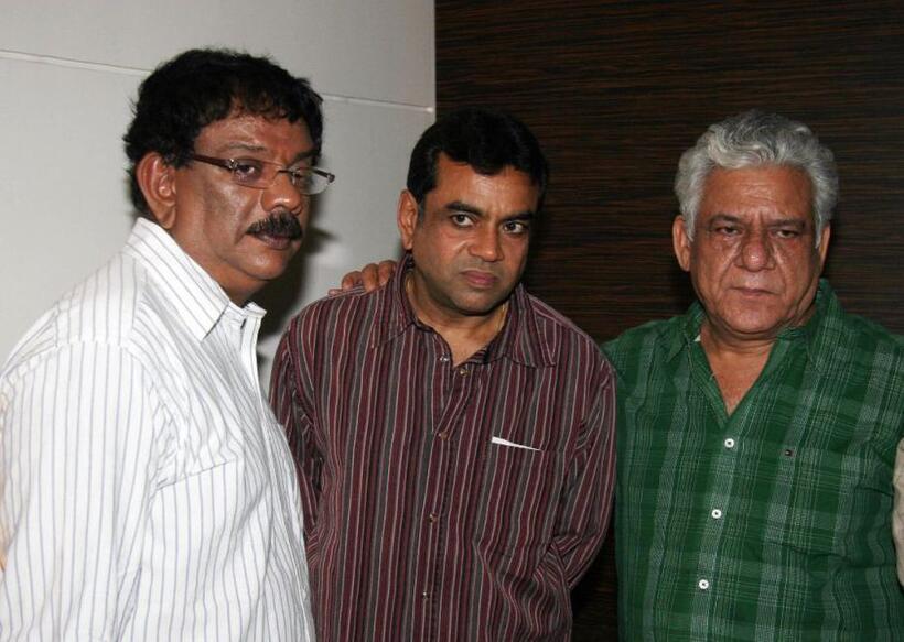 Priyadarshan, Paresh Rawal and Ompuri at the party in honour of the crew of Kanchivaram in Mumbai.