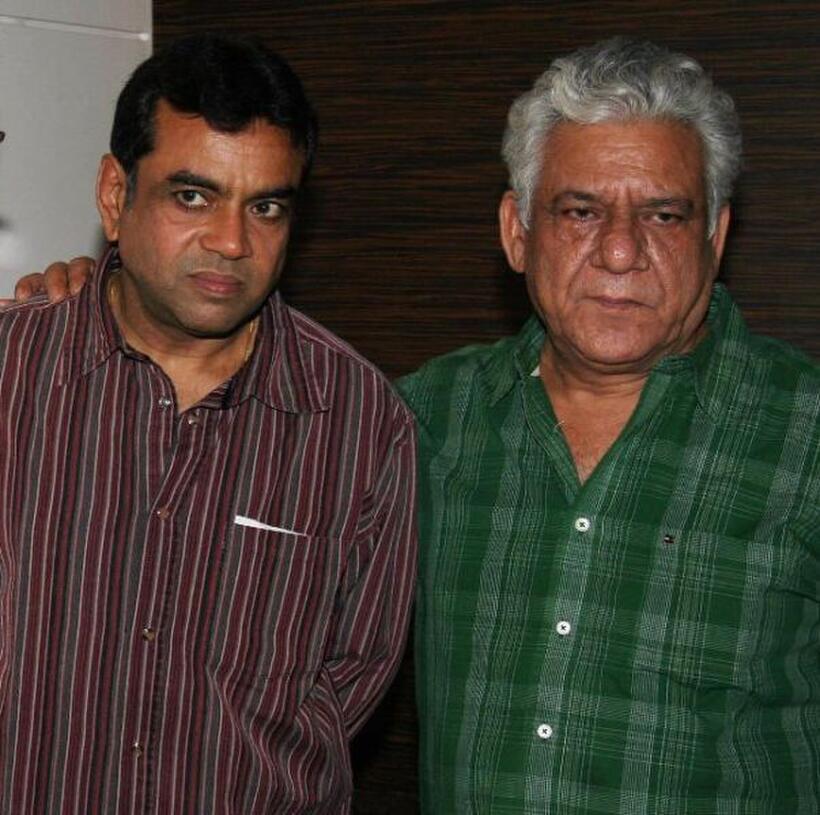 Paresh Rawal and Ompuri at the party in honour of the crew of Kanchivaram in Mumbai.