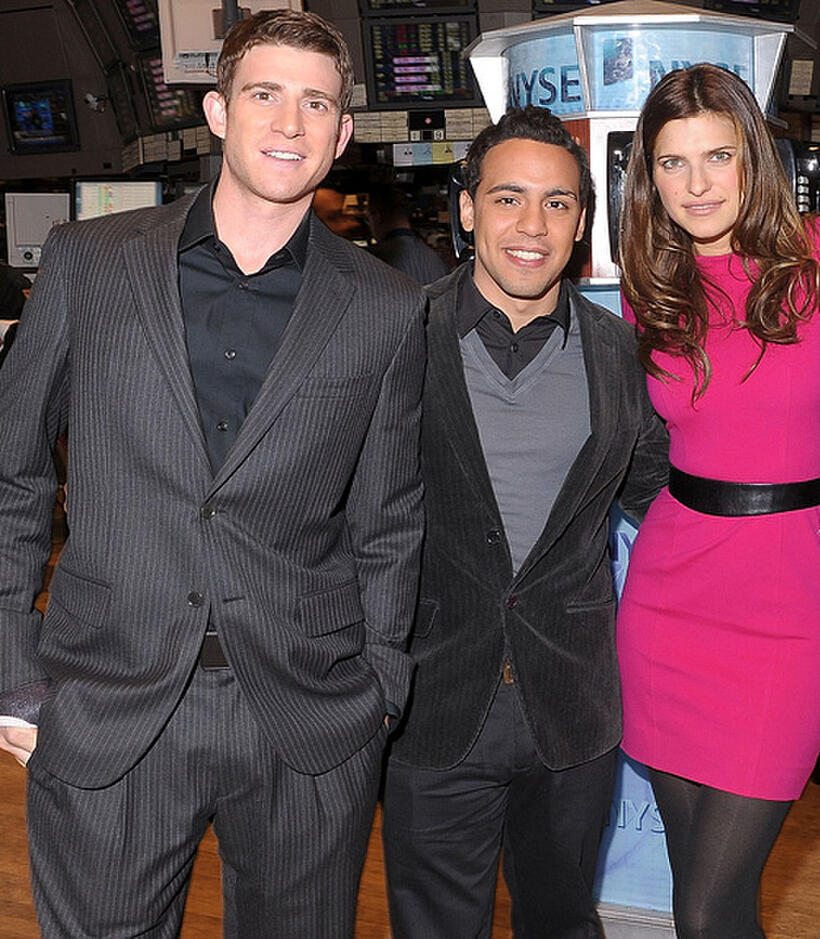 Bryan Greenberg, Victor Rasuk and Lake Bell at the opening of New York Stock Exchange.