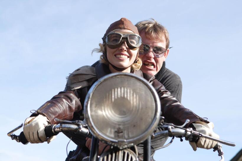 Jessica Biel and Director Stephan Elliott on the set of "Easy Virtue."