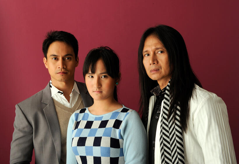 Arnold Reyes, Ella Guevara and Leon Miguel at the portrait session of "Graceland" during the 2012 Tribeca Film Festival.