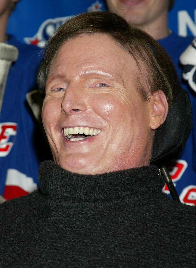 Christopher Reeve attends the 4th Annual SuperSkate 2002 Charity Hockey Event.