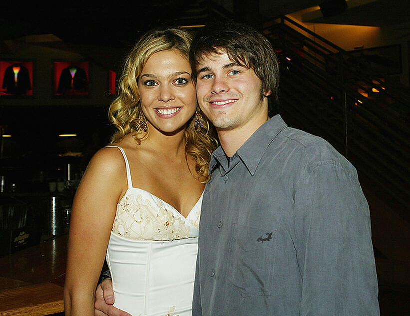 Carly Reeves and Jason Ritter at the after party of the California premiere of "Raise Your Voice."