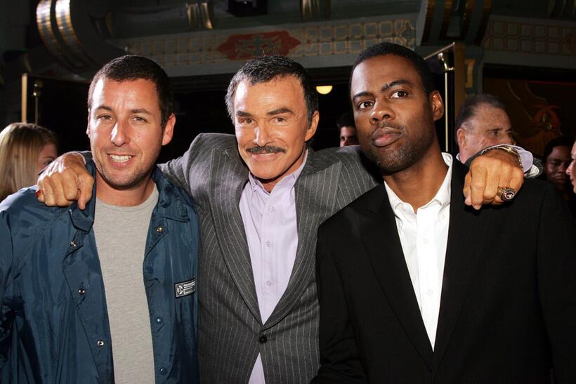 Adam Sandler, Burt Reynolds and Chris Rock at the premiere of "The Longest Yard."