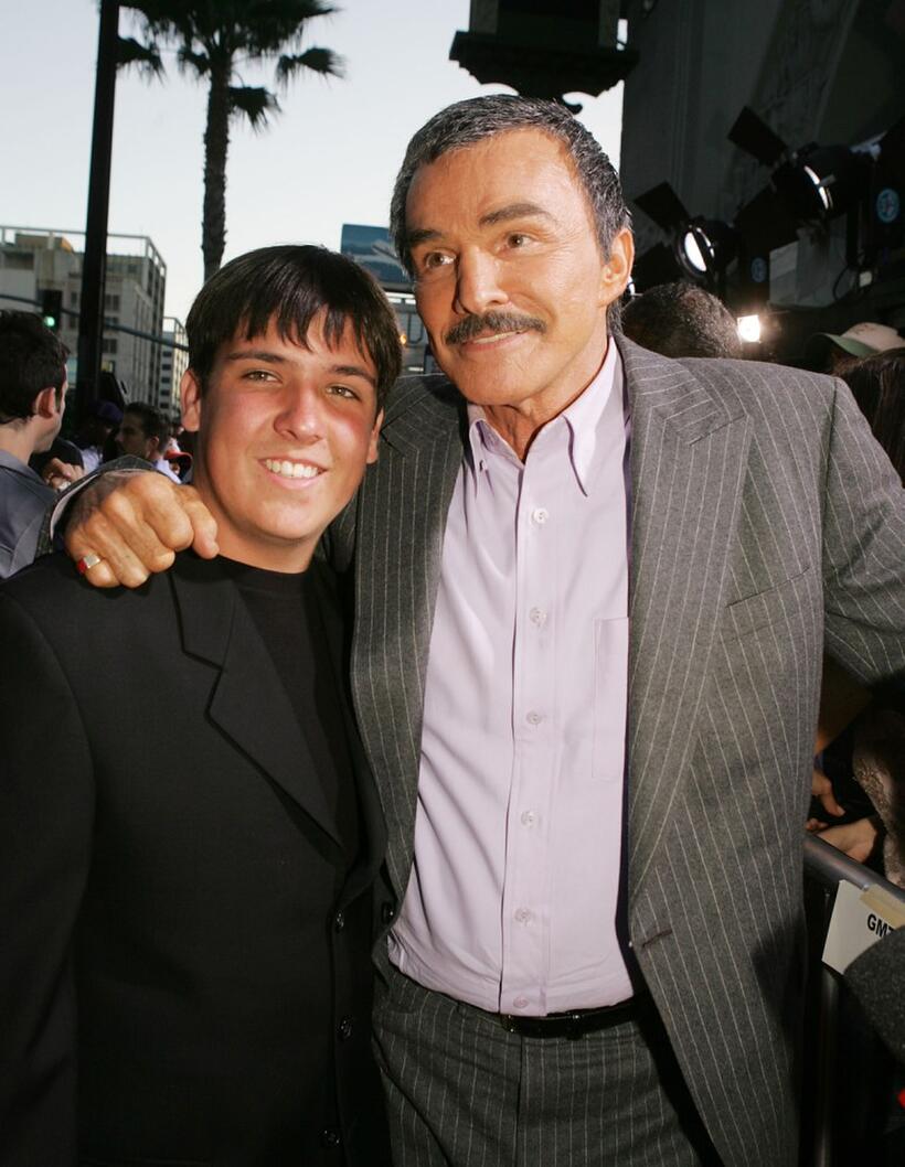 Burt Reynolds and his son Quinton at the premiere of "The Longest Yard."