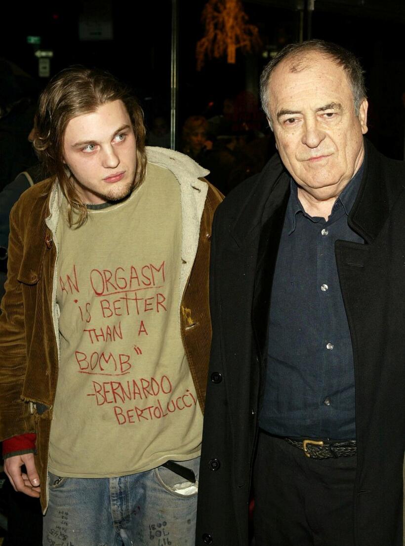 Bernardo Bertolucci and Michael Pitt at the New York premiere of "The Dreamers".