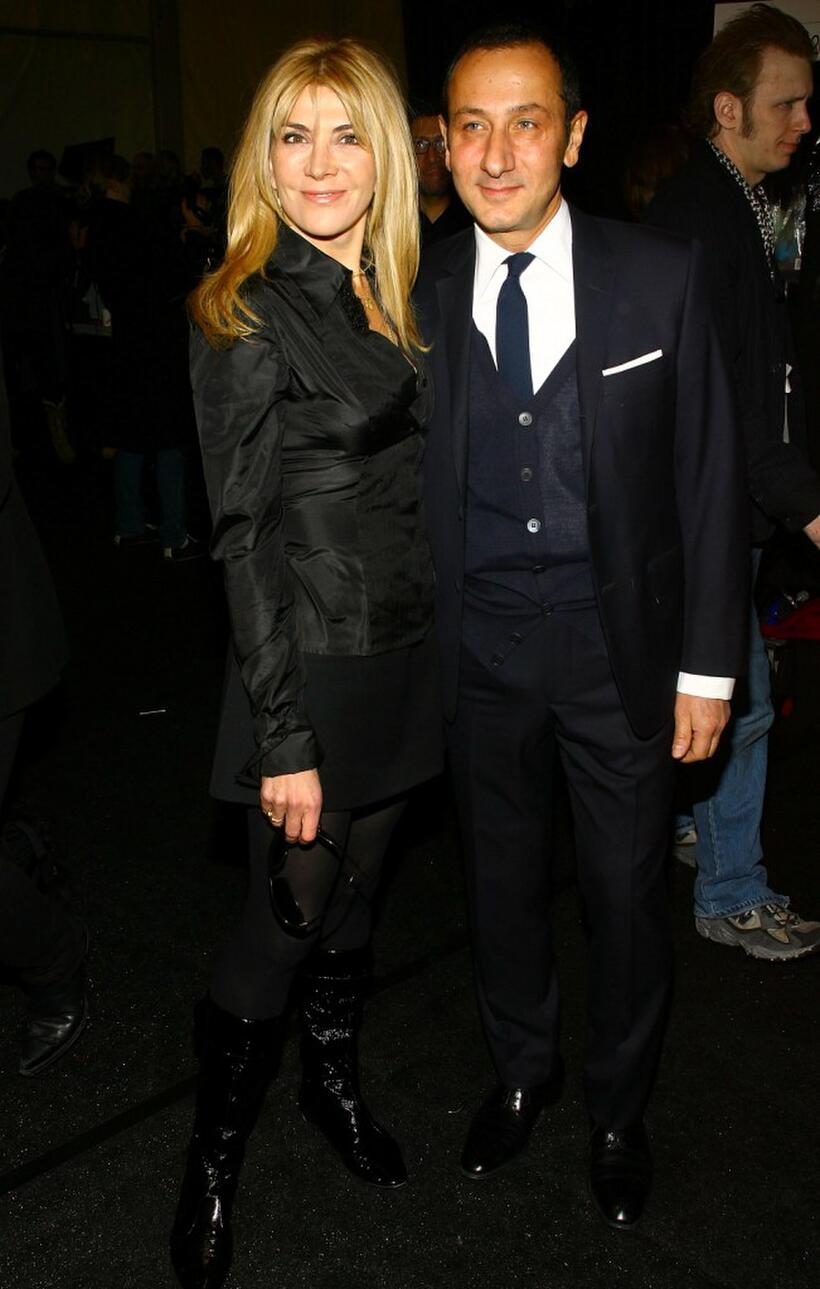 Natasha Richardson and Gilles Mendel at the backstage of J Mendel Fall 2007 fashion show.