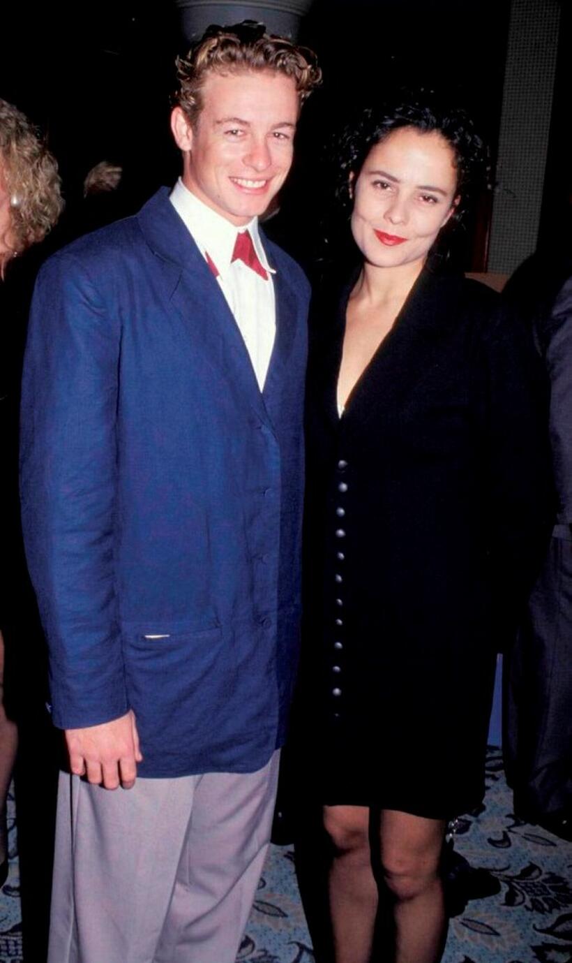 File photo of Simon Baker and Rebecca Rigg.